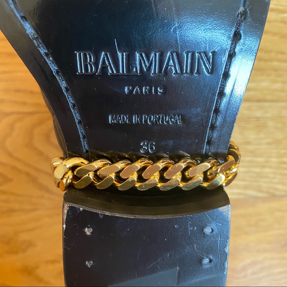 NWT Balmain Quilted Black Leather/Gold Chain Boots - Picture 6 of 13